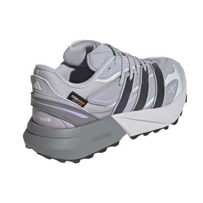 Grey-Plum - Back - Adidas Womens-Ladies Lightblaze Leather Lace Up Trainers