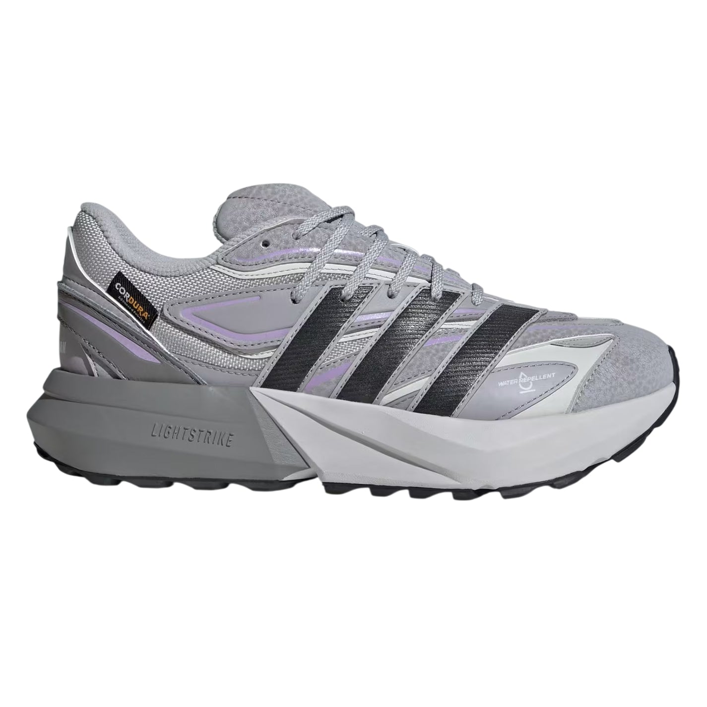 Grey-Plum - Front - Adidas Womens-Ladies Lightblaze Leather Lace Up Trainers