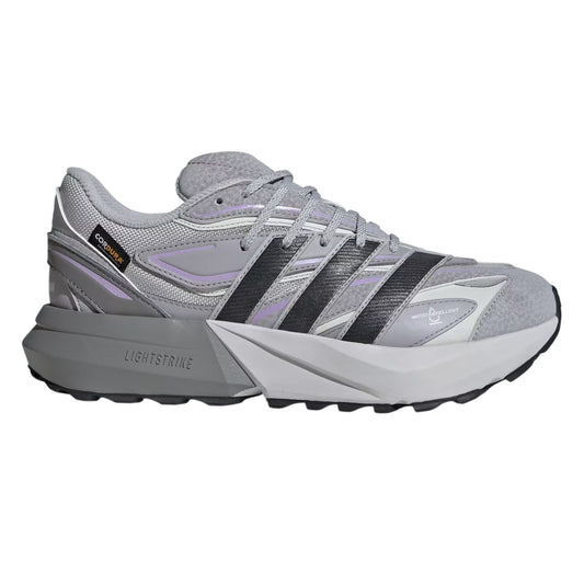 Grey-Plum - Front - Adidas Womens-Ladies Lightblaze Leather Lace Up Trainers
