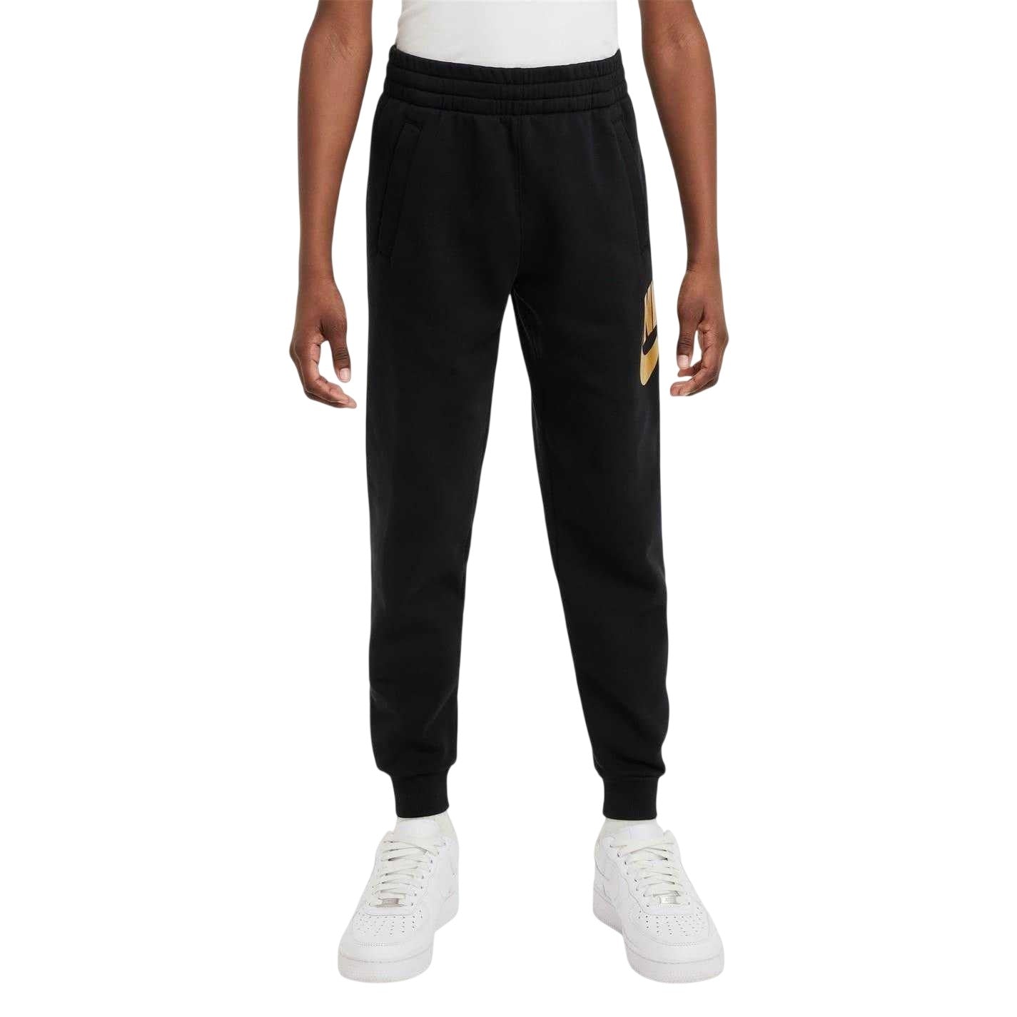 Black-Gold - Front - Nike Childrens-Kids Club HBR Fleece Joggers