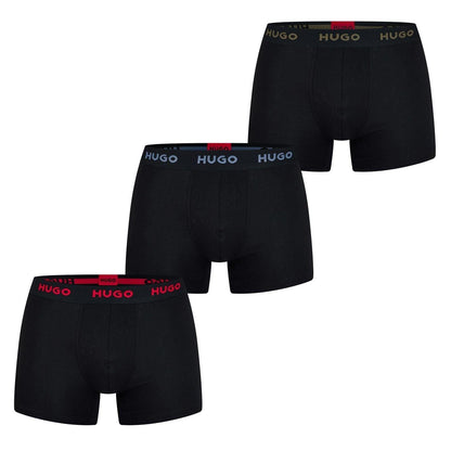 Black-Red-Blue - Front - Hugo Mens Boxer Briefs (Pack of 3)