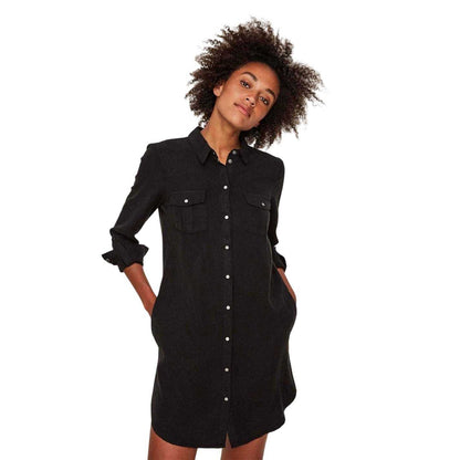 Black - Side - Vero Moda Womens-Ladies Sigga Long-Sleeved Shirt Dress
