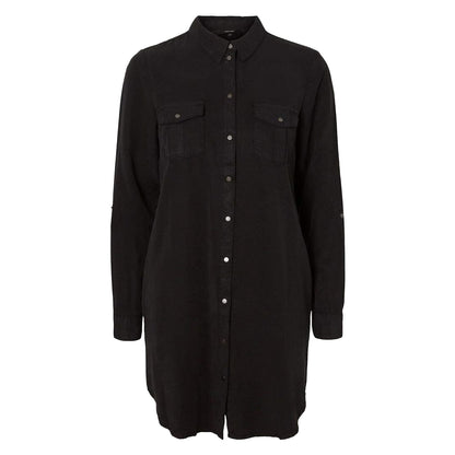 Black - Front - Vero Moda Womens-Ladies Sigga Long-Sleeved Shirt Dress
