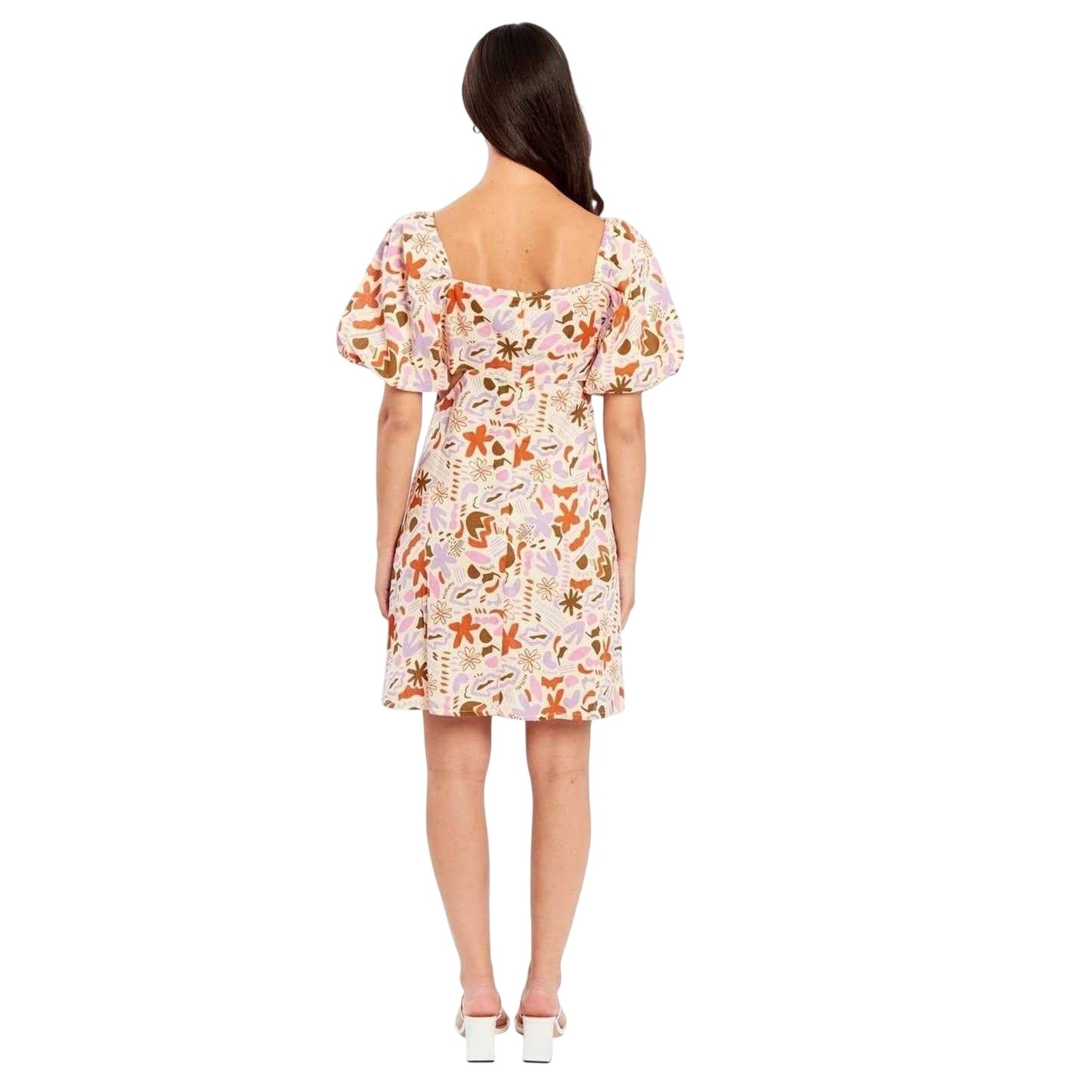Red - Back - Influence Womens-Ladies Abstract Floral Mini Dress