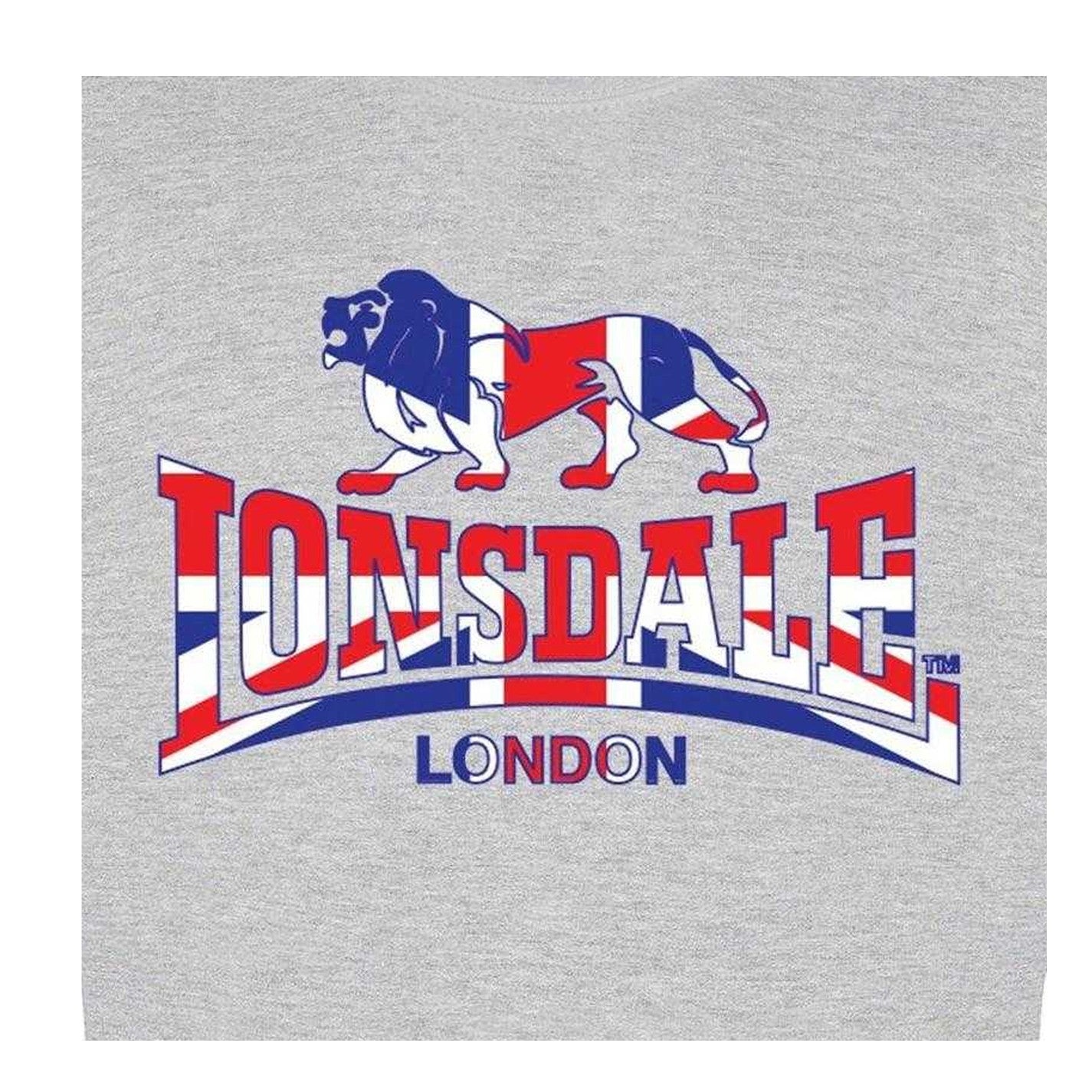 Grey - Side - Lonsdale Mens Union Jack Logo Sweatshirt