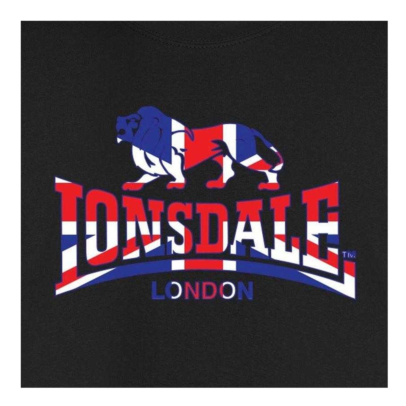 Black - Side - Lonsdale Mens Union Jack Logo Sweatshirt