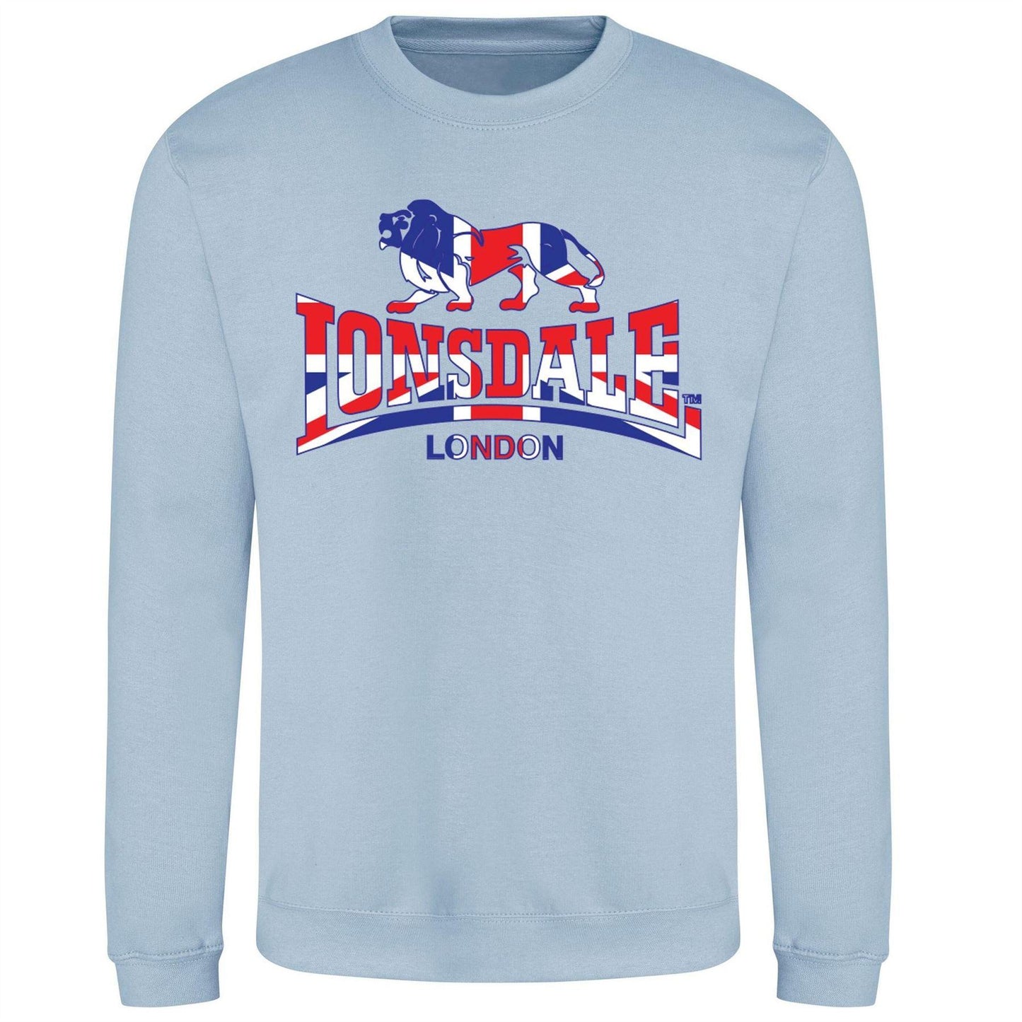 Sky Blue - Front - Lonsdale Mens Union Jack Logo Sweatshirt