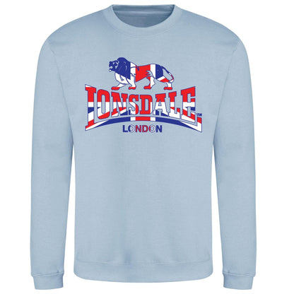 Sky Blue - Front - Lonsdale Mens Union Jack Logo Sweatshirt