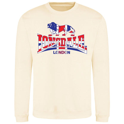 Vanilla - Front - Lonsdale Mens Union Jack Logo Sweatshirt