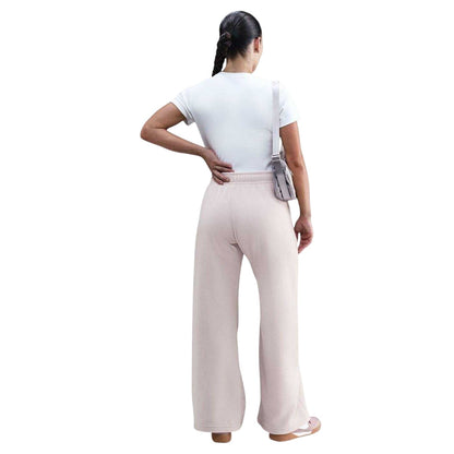 Cream-Pink - Back - Nike Womens-Ladies Sportswear Club Fleece Wide Leg Mid Rise Joggers
