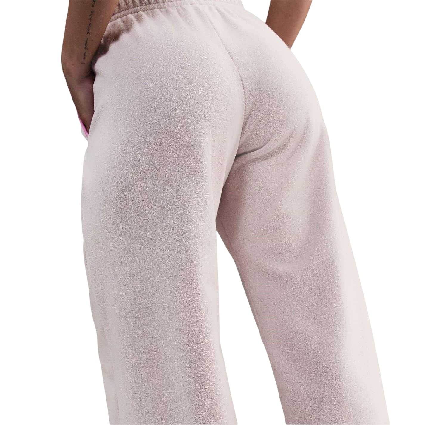 Cream-Pink - Lifestyle - Nike Womens-Ladies Sportswear Club Fleece Wide Leg Mid Rise Joggers