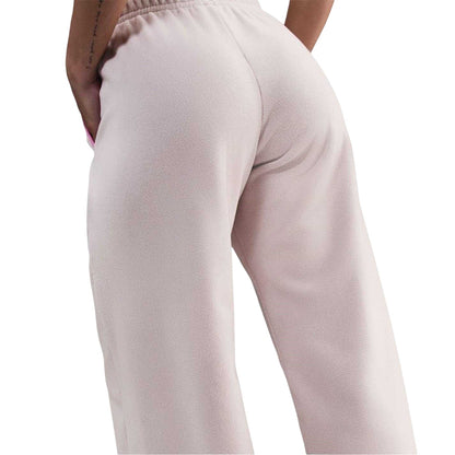 Cream-Pink - Lifestyle - Nike Womens-Ladies Sportswear Club Fleece Wide Leg Mid Rise Joggers