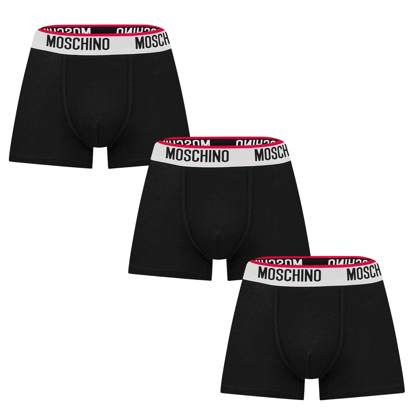 Black - Front - Moschino Mens Cotton Blend Boxer Shorts (Pack of 3)