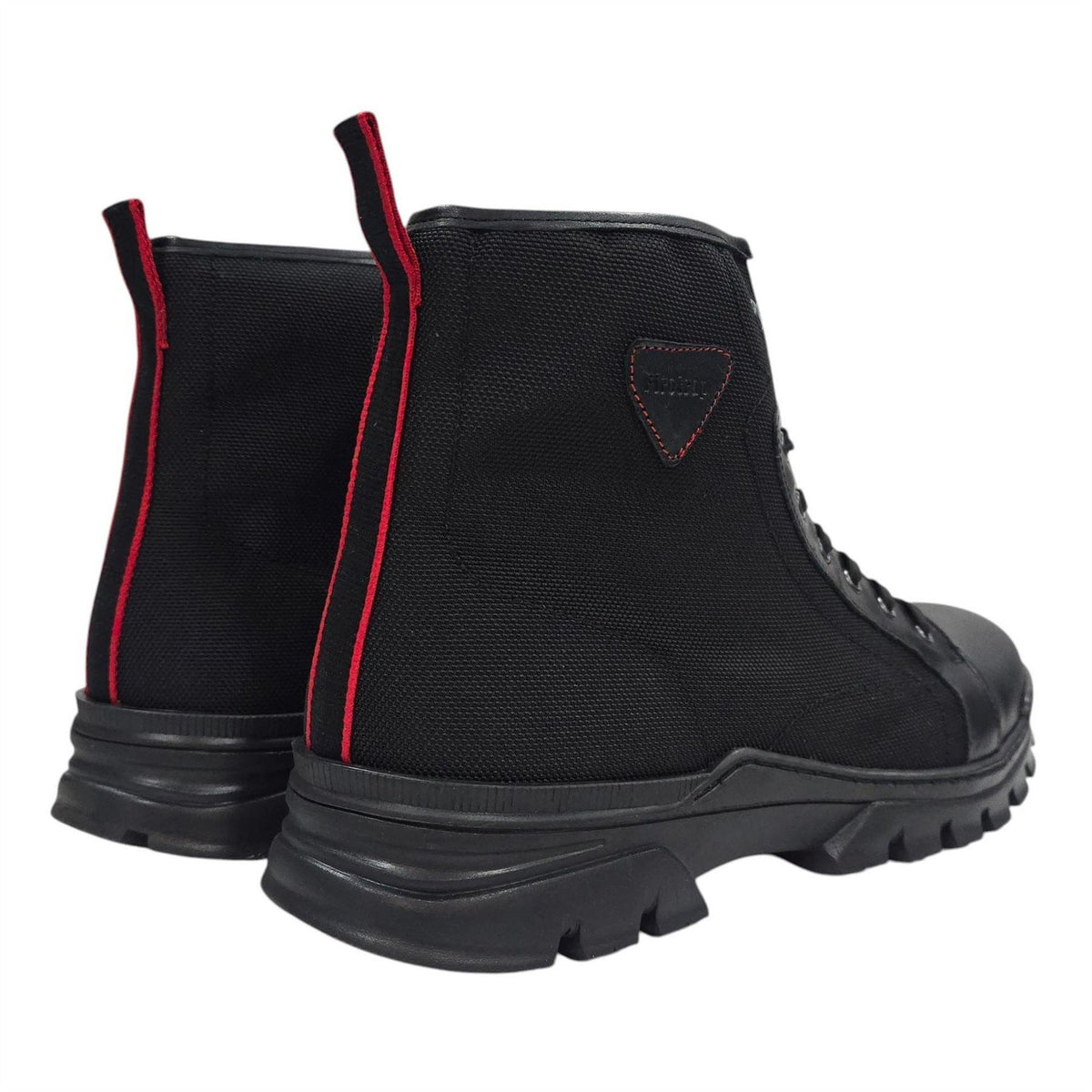 Black - Back - Firetrap Mens Lucas Leather Combat Boots