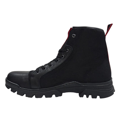 Black - Side - Firetrap Mens Lucas Leather Combat Boots