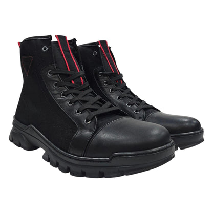 Black - Pack Shot - Firetrap Mens Lucas Leather Combat Boots