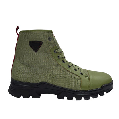 Light Green - Front - Firetrap Mens Lucas Leather Combat Boots
