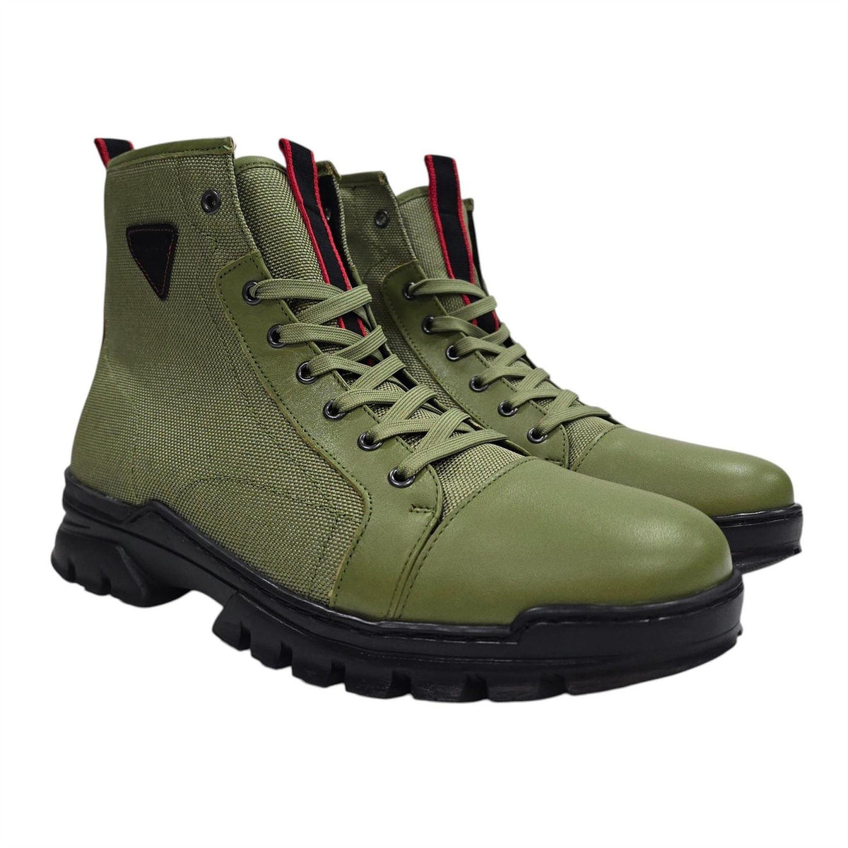 Light Green - Pack Shot - Firetrap Mens Lucas Leather Combat Boots
