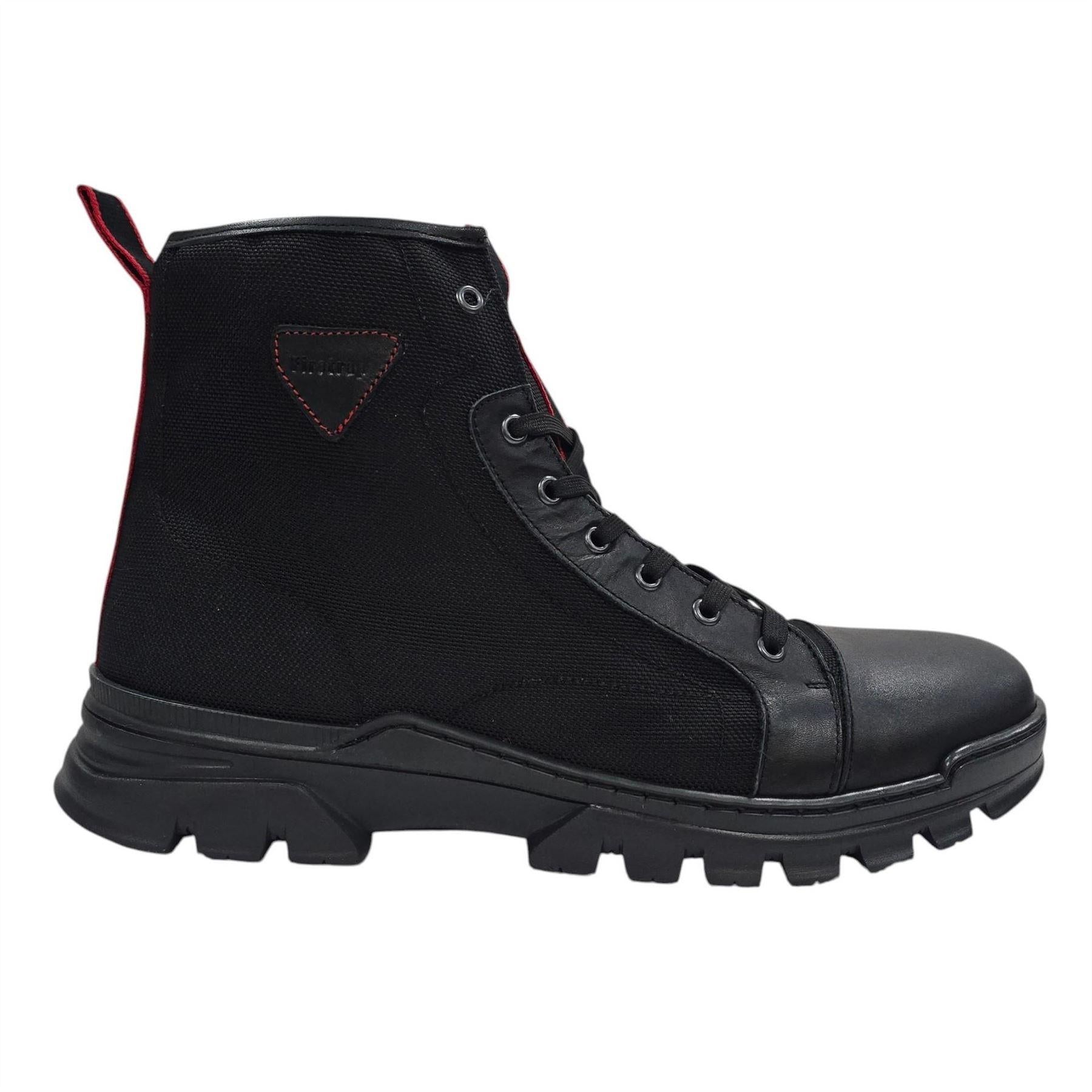 Black - Front - Firetrap Mens Lucas Leather Combat Boots