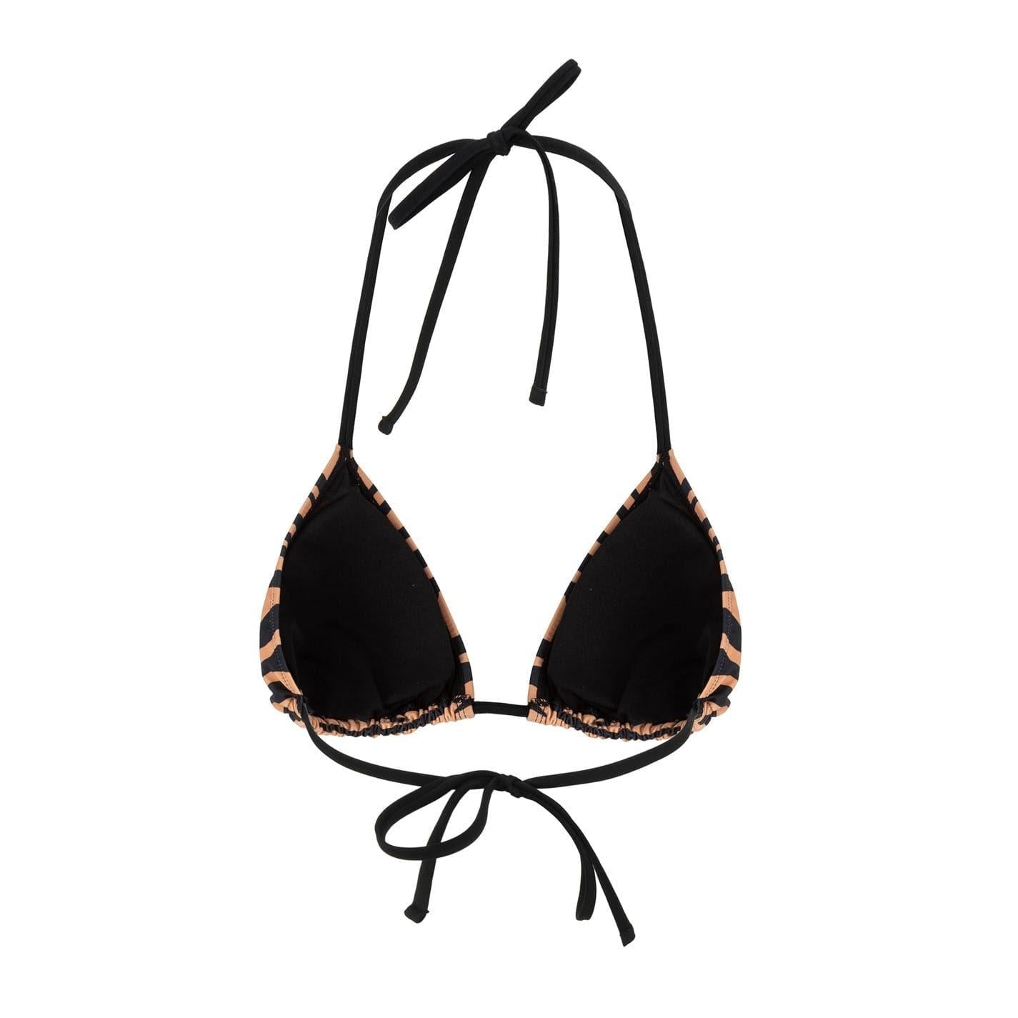 Black-Brown - Back - SoulCal Womens-Ladies Tiger Print Tie Back Bikini Top