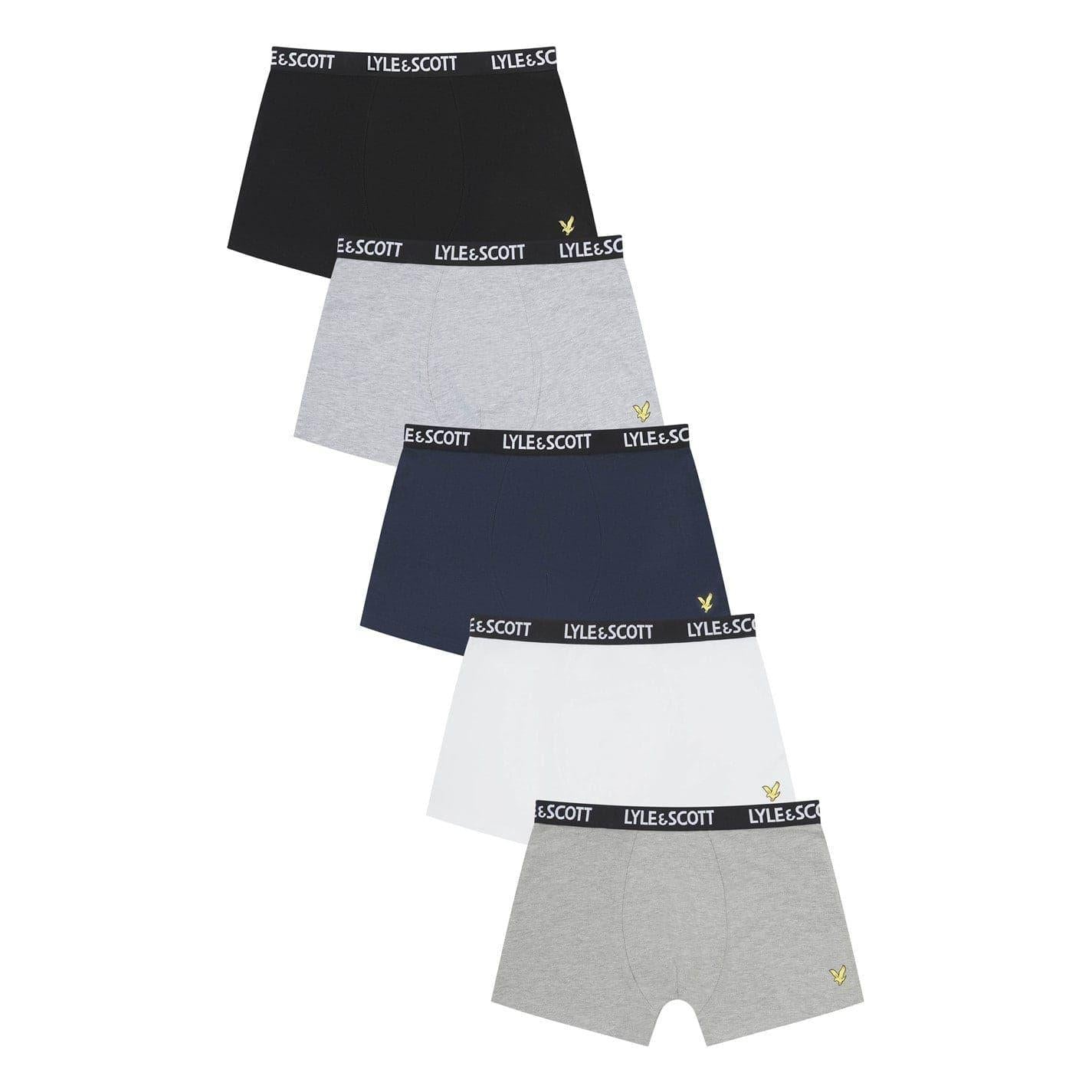 Multicoloured - Front - Lyle & Scott Childrens-Kids Ned Boxer Briefs (Pack of 5)