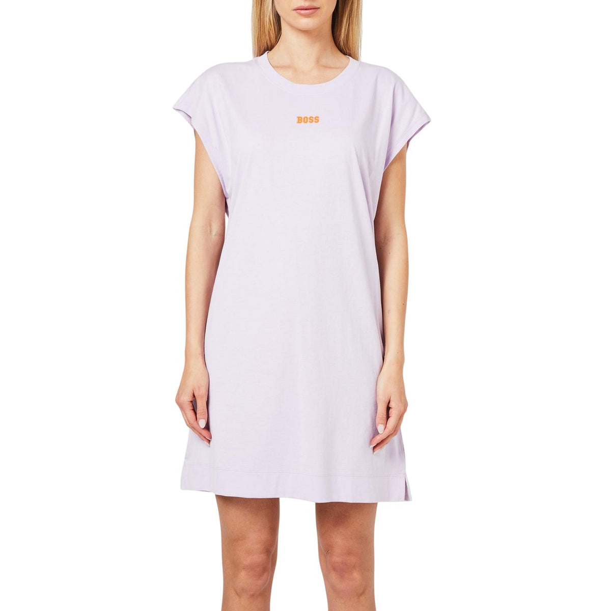 Purple - Side - Boss Womens-Ladies Crew Neck T-Shirt Dress