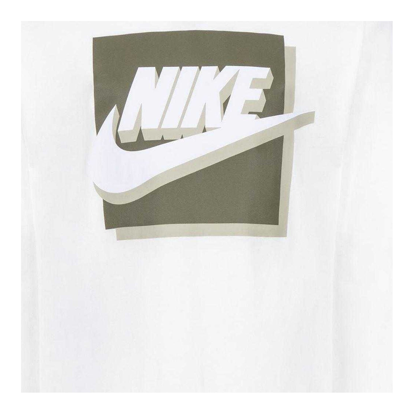 White - Side - Nike Childrens-Kids 3D Logo Long-Sleeved T-Shirt