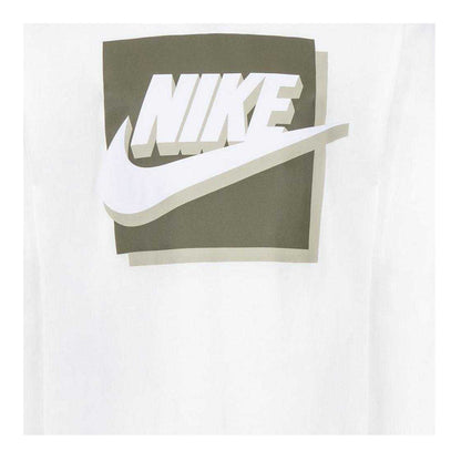 White - Side - Nike Childrens-Kids 3D Logo Long-Sleeved T-Shirt