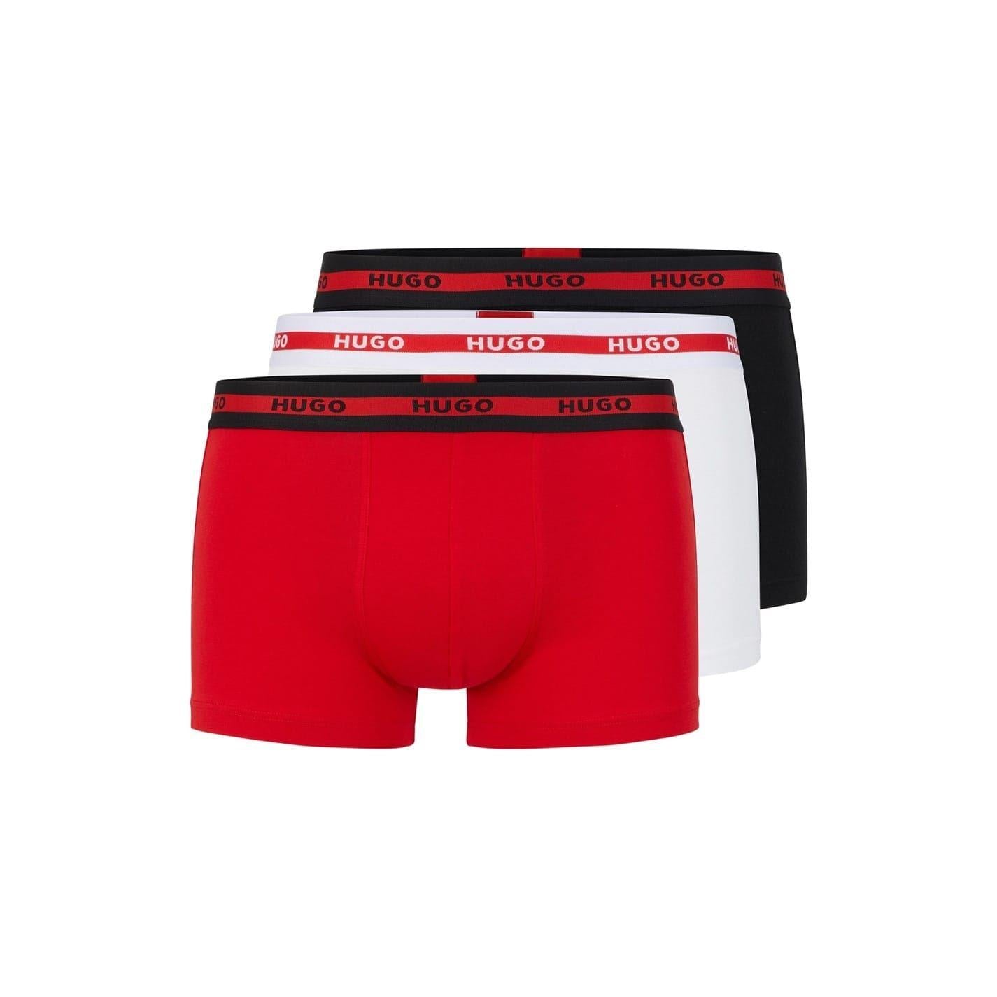 Red - Back - Hugo Mens Organic Boxer Briefs (Pack of 3)