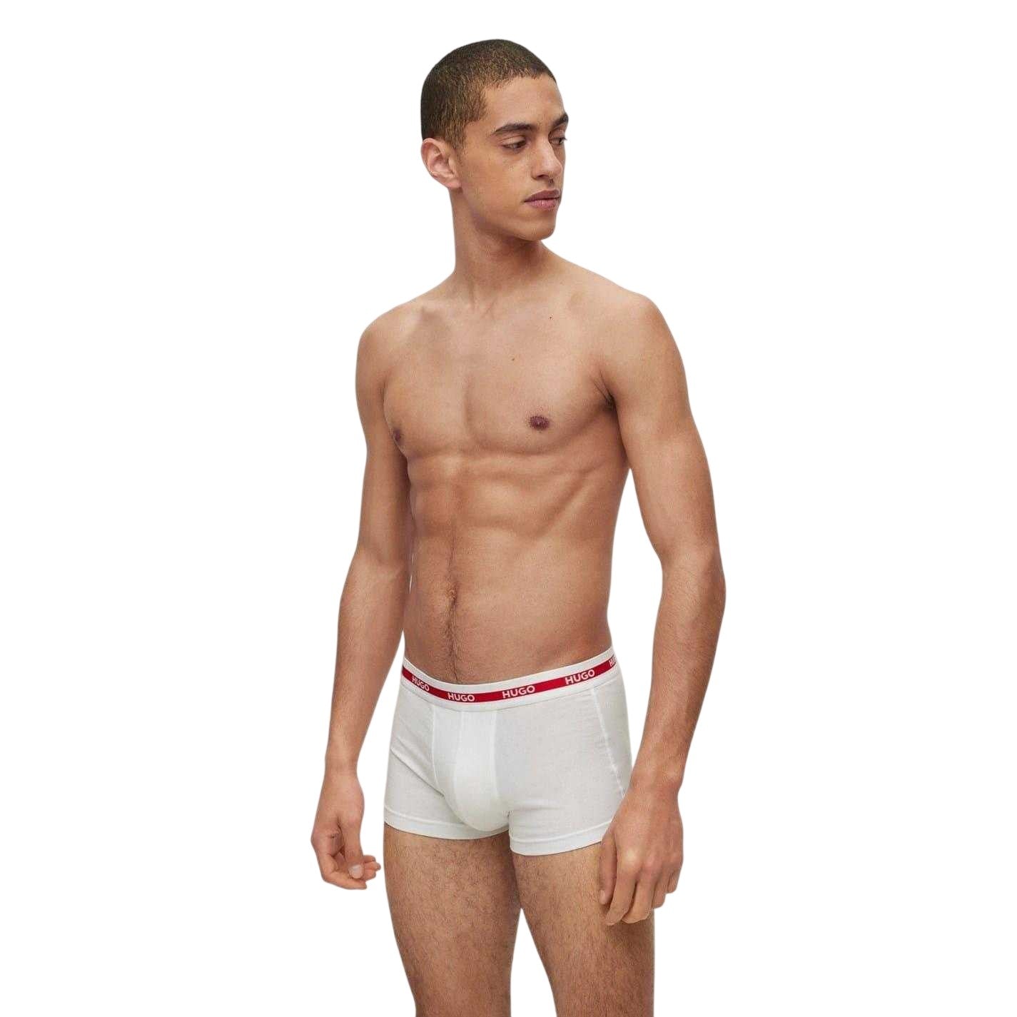 Red - Side - Hugo Mens Organic Boxer Briefs (Pack of 3)