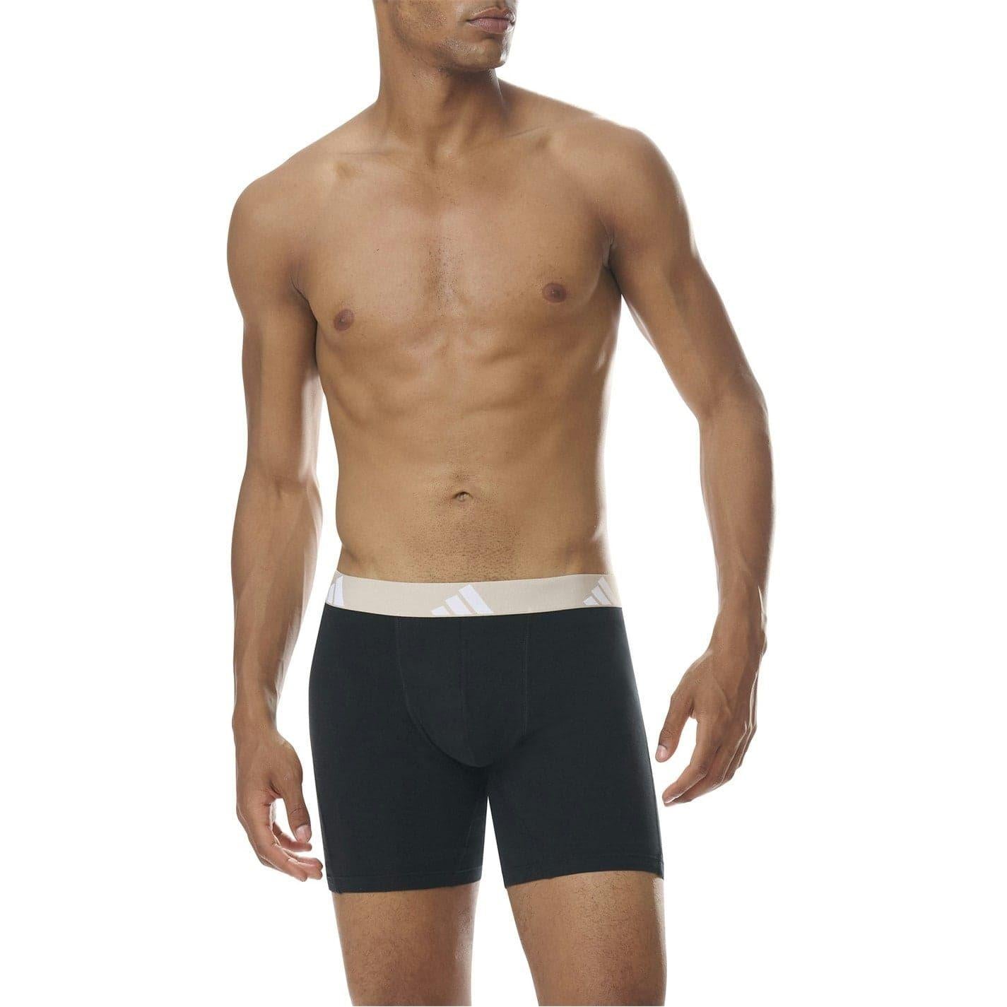 Black - Back - Adidas Mens Active Flex Boxer Shorts (Pack of 3)