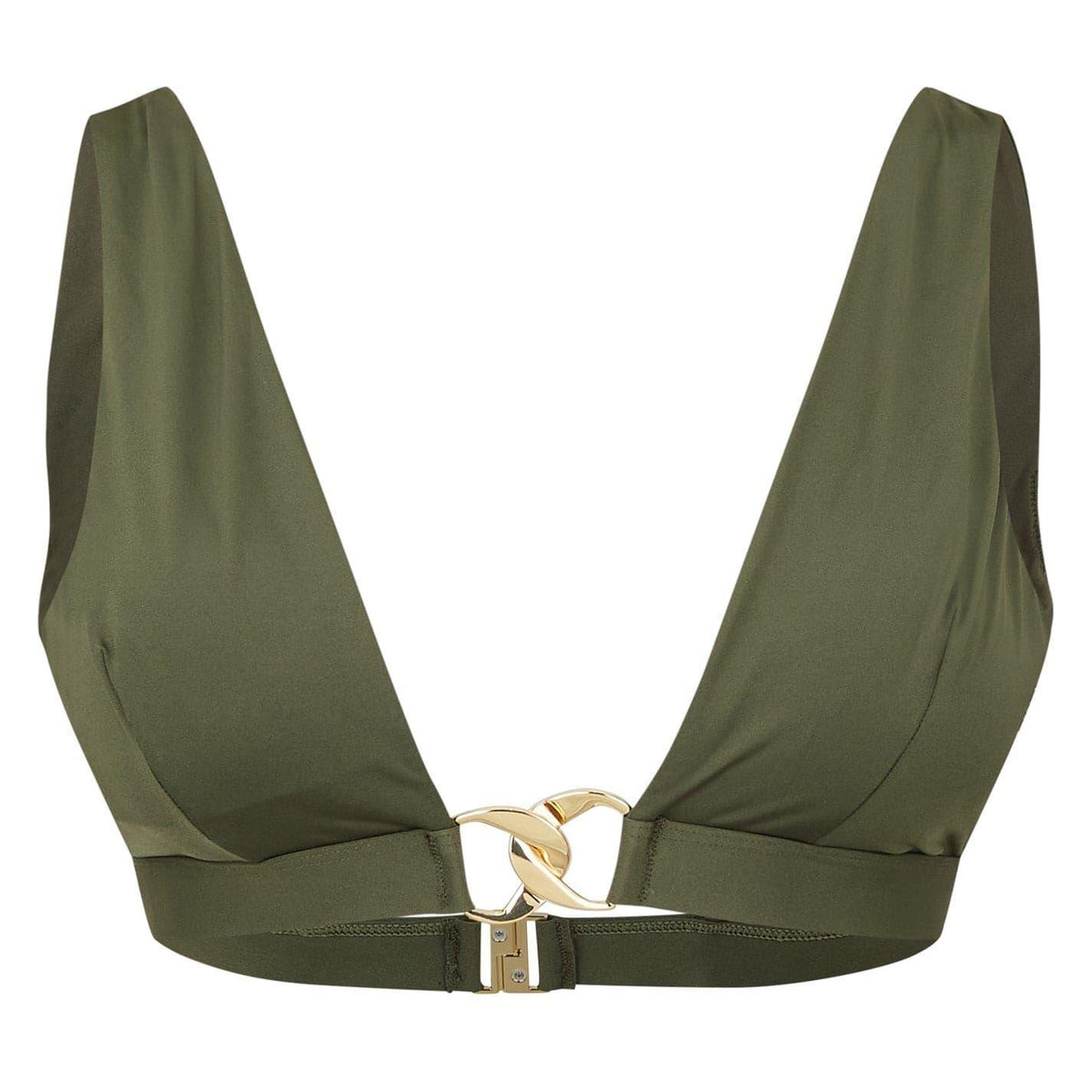 Khaki Green - Front - Biba Womens-Ladies Plunge Bikini Top