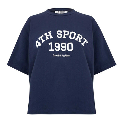 Navy - Front - 4th & Reckless Womens-Ladies Sophi T-Shirt