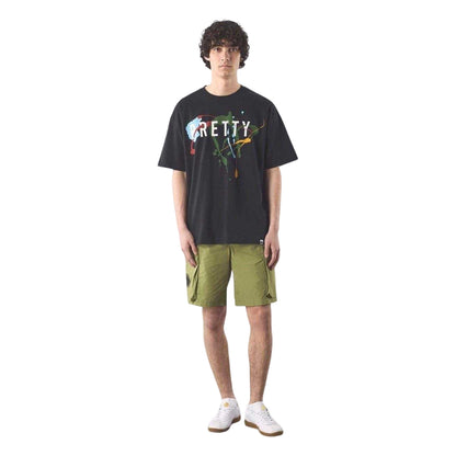 Black - Lifestyle - Pretty Green Mens Paint Splatter Cotton Regular T-Shirt