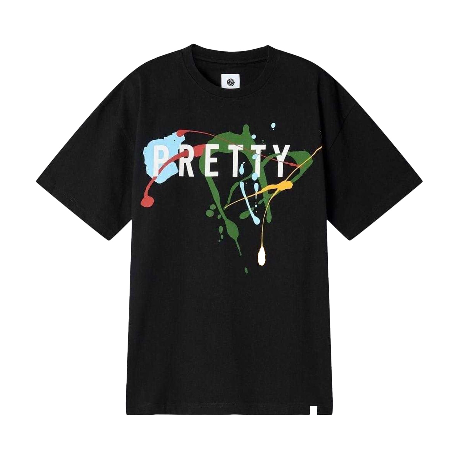 Black - Front - Pretty Green Mens Paint Splatter Cotton Regular T-Shirt