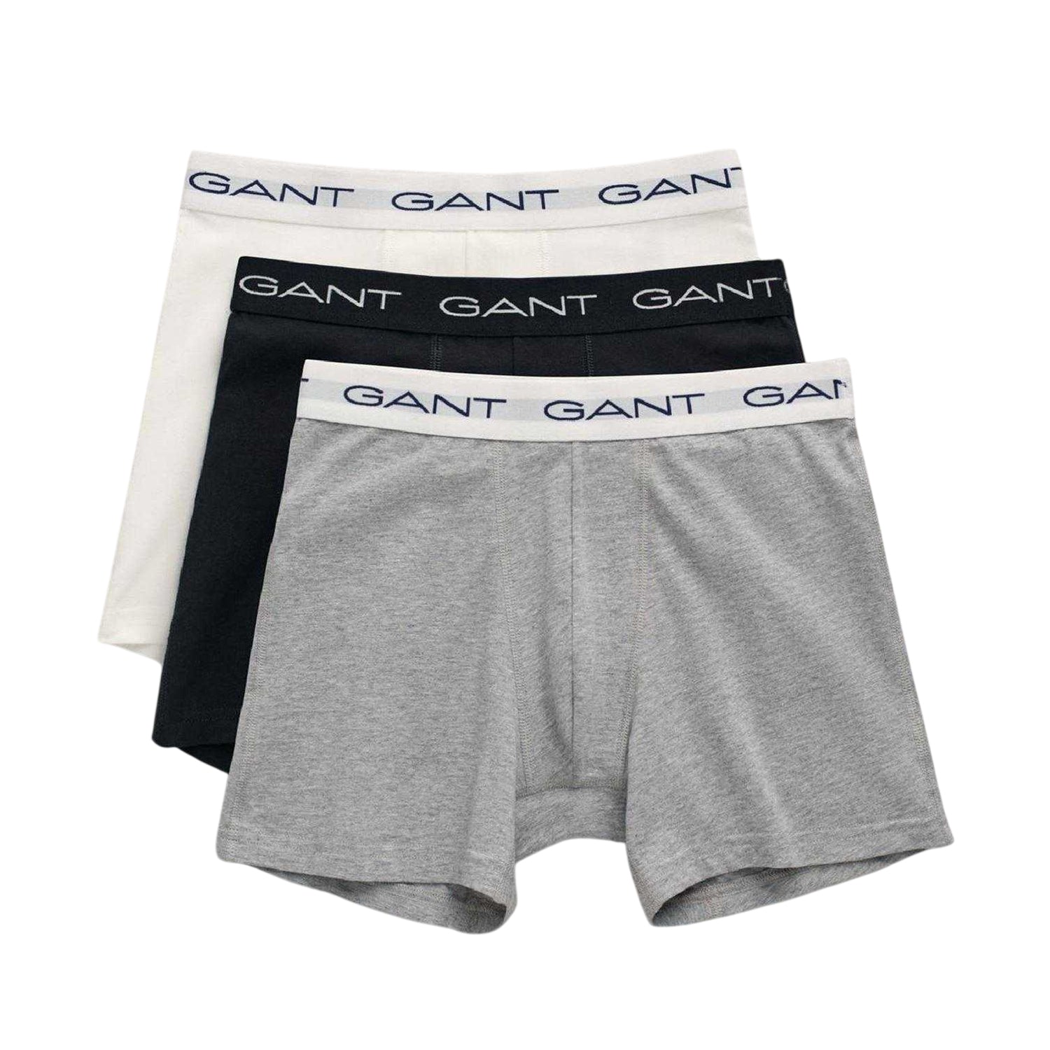Grey-Black-White - Front - Gant Mens Cotton Blend Briefs (Pack of 3)