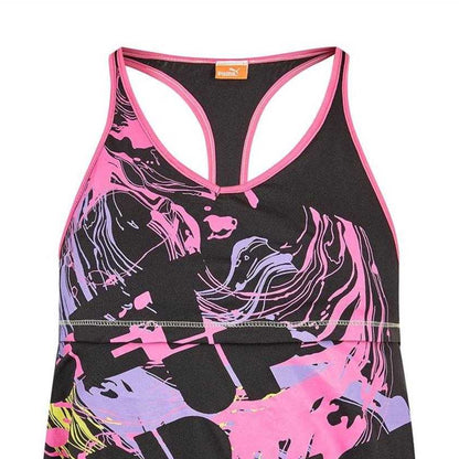 Black - Side - Puma Womens-Ladies Racerback Relaxed Fit Tank Top