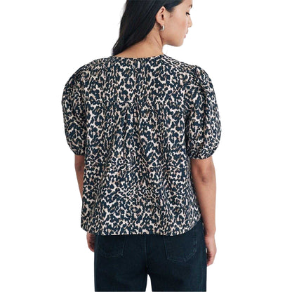 Black-White - Back - Nobody´s Child Womens-Ladies Leopard Print Puff Sleeve Blouse
