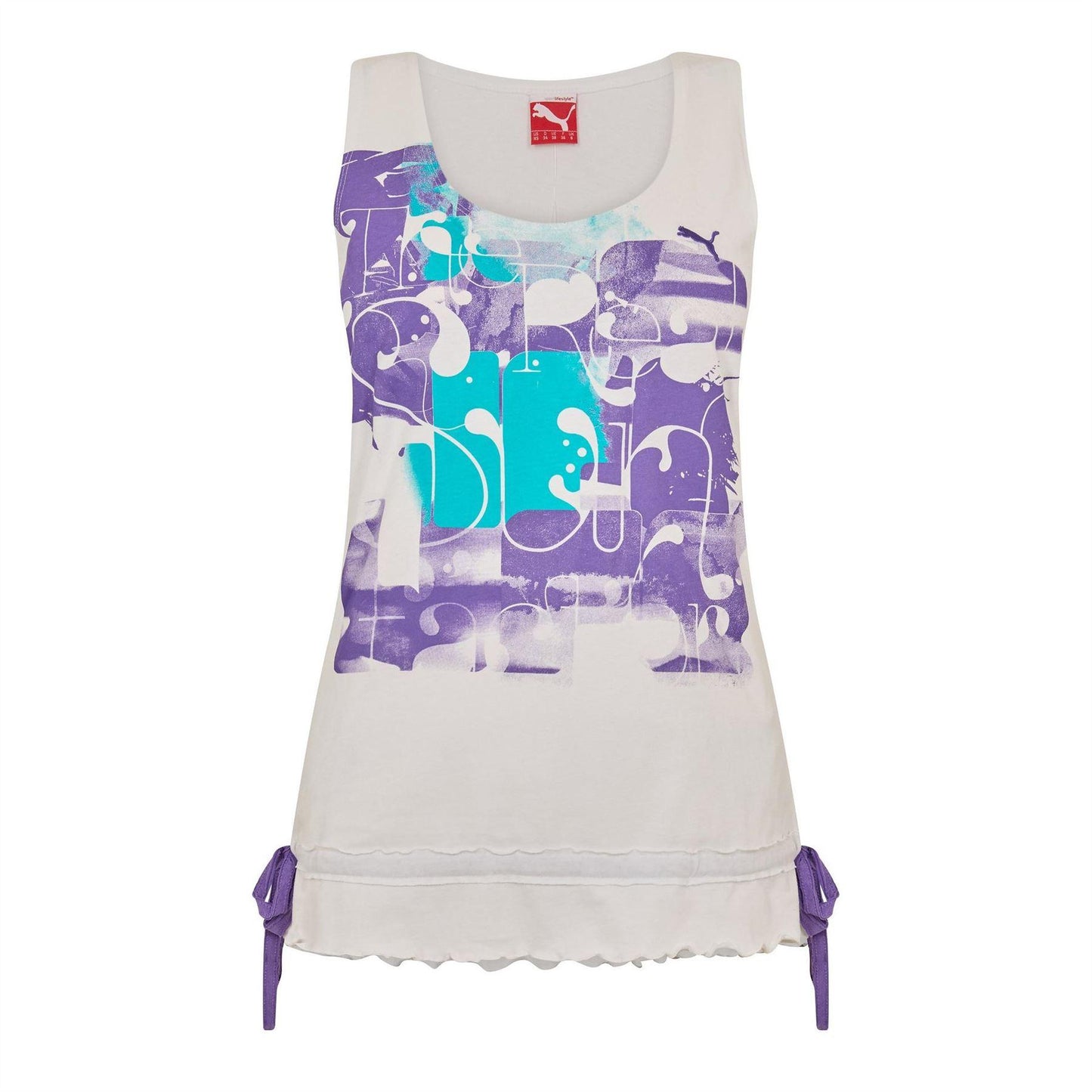 White - Front - Puma Womens-Ladies Graphic Print Fitted Vest Top