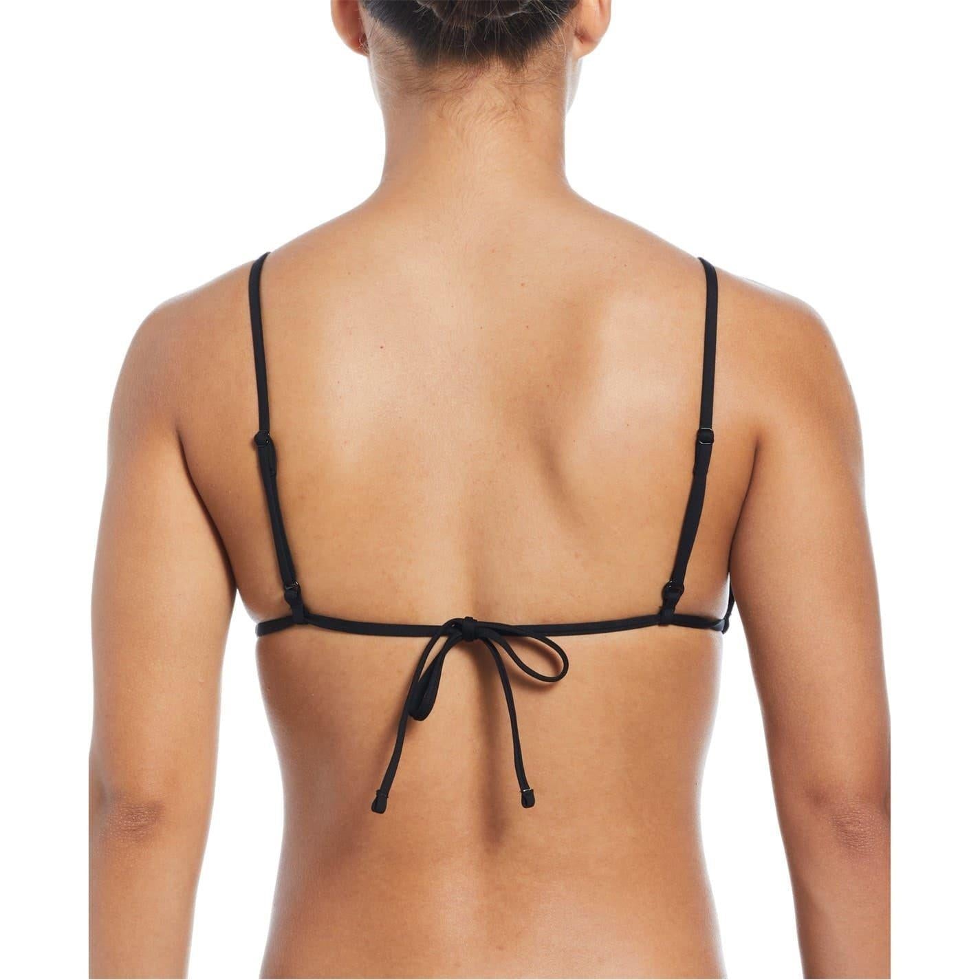 Black - Back - Nike Womens-Ladies Triangle Tie Back Bikini Top