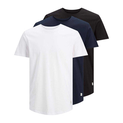 White-Navy-Black - Front - Jack And Jones Mens Noa Crew Neck T-Shirt (Pack of 3)