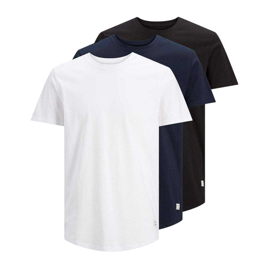 White-Navy-Black - Front - Jack And Jones Mens Noa Crew Neck T-Shirt (Pack of 3)