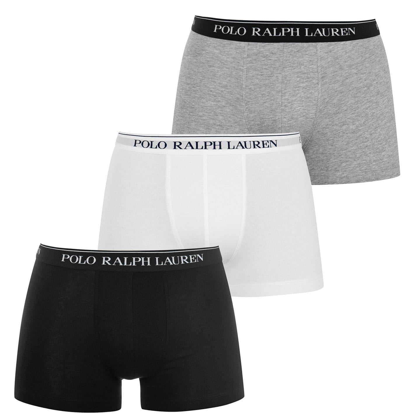Black-White-Grey - Front - Ralph Lauren Mens Boxer Shorts (Pack of 3)