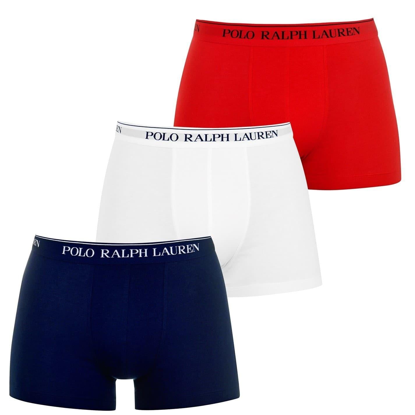 White-Red-Blue - Front - Ralph Lauren Mens Boxer Shorts (Pack of 3)