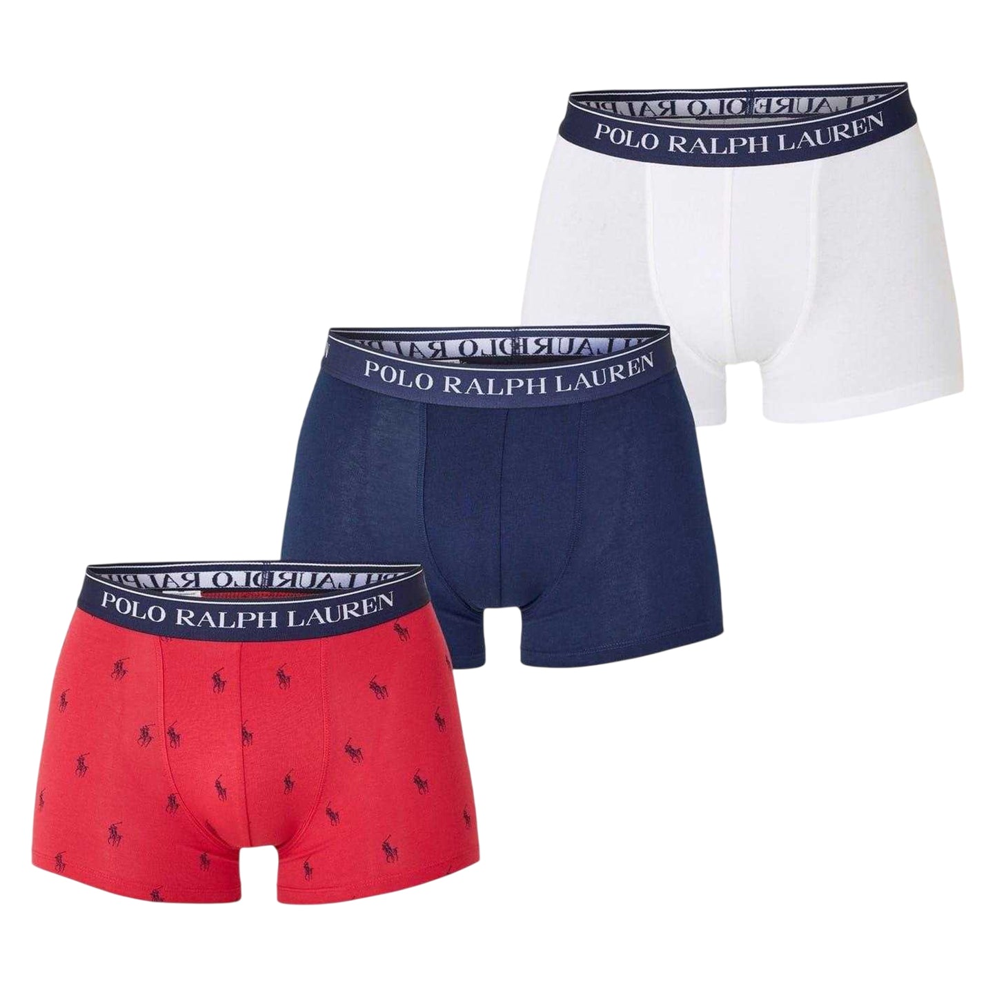 Red-White-Navy - Front - Ralph Lauren Mens Boxer Shorts (Pack of 3)