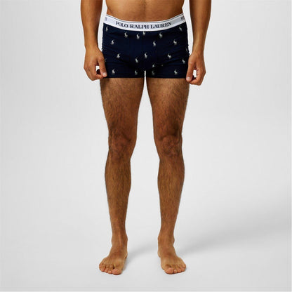Navy Print - Front - Ralph Lauren Mens Boxer Shorts (Pack of 3)