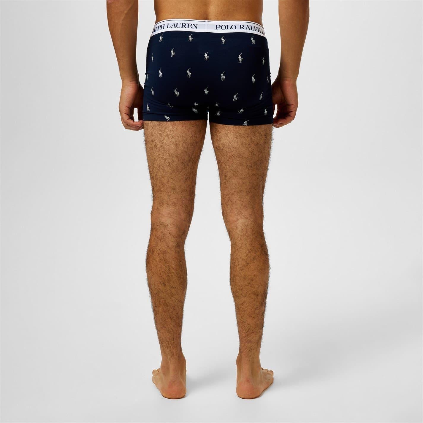 Navy Print - Back - Ralph Lauren Mens Boxer Shorts (Pack of 3)