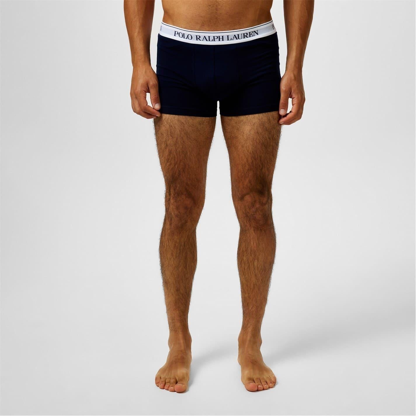 Navy Print - Side - Ralph Lauren Mens Boxer Shorts (Pack of 3)