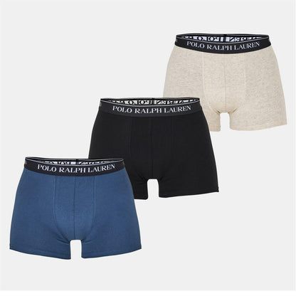 Navy-Grey-Black - Front - Ralph Lauren Mens Boxer Shorts (Pack of 3)