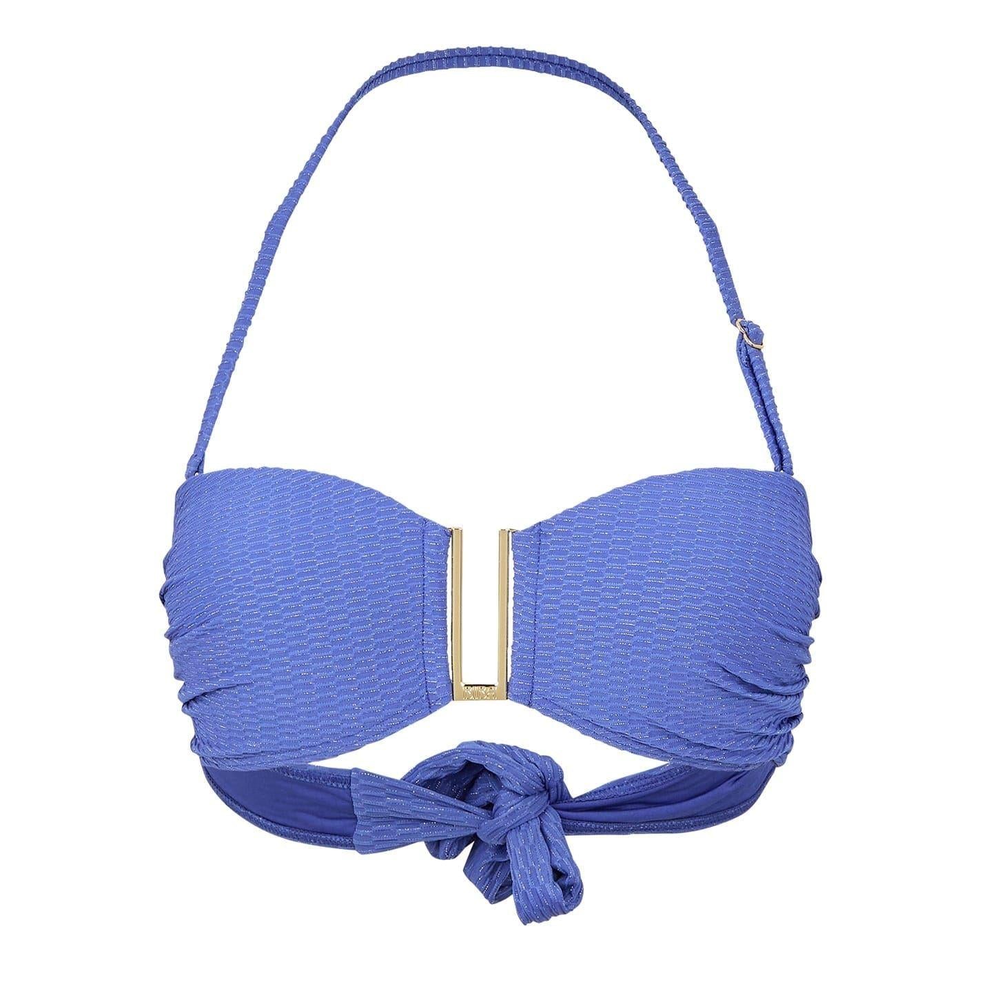 Blue - Front - Biba Womens-Ladies Gold Detail Tie Back Bikini Top
